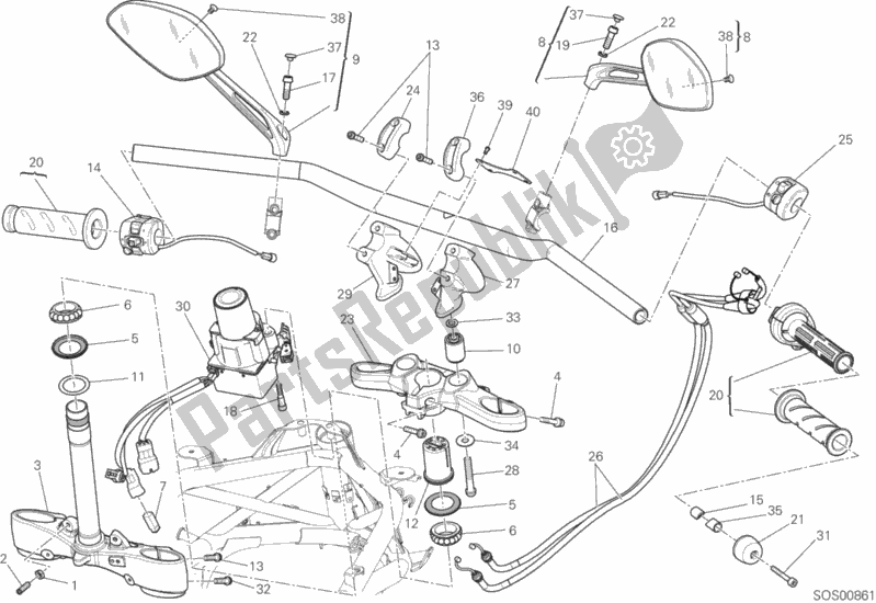 Toutes les pièces pour le Guidon du Ducati Diavel Diesel USA 1200 2017